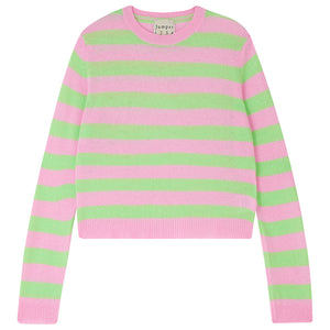 Stripe Crew Sweater in Rose Lime