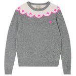 Load image into Gallery viewer, Hearty Crew Cashmere Sweater in Grey/ Hot Pink
