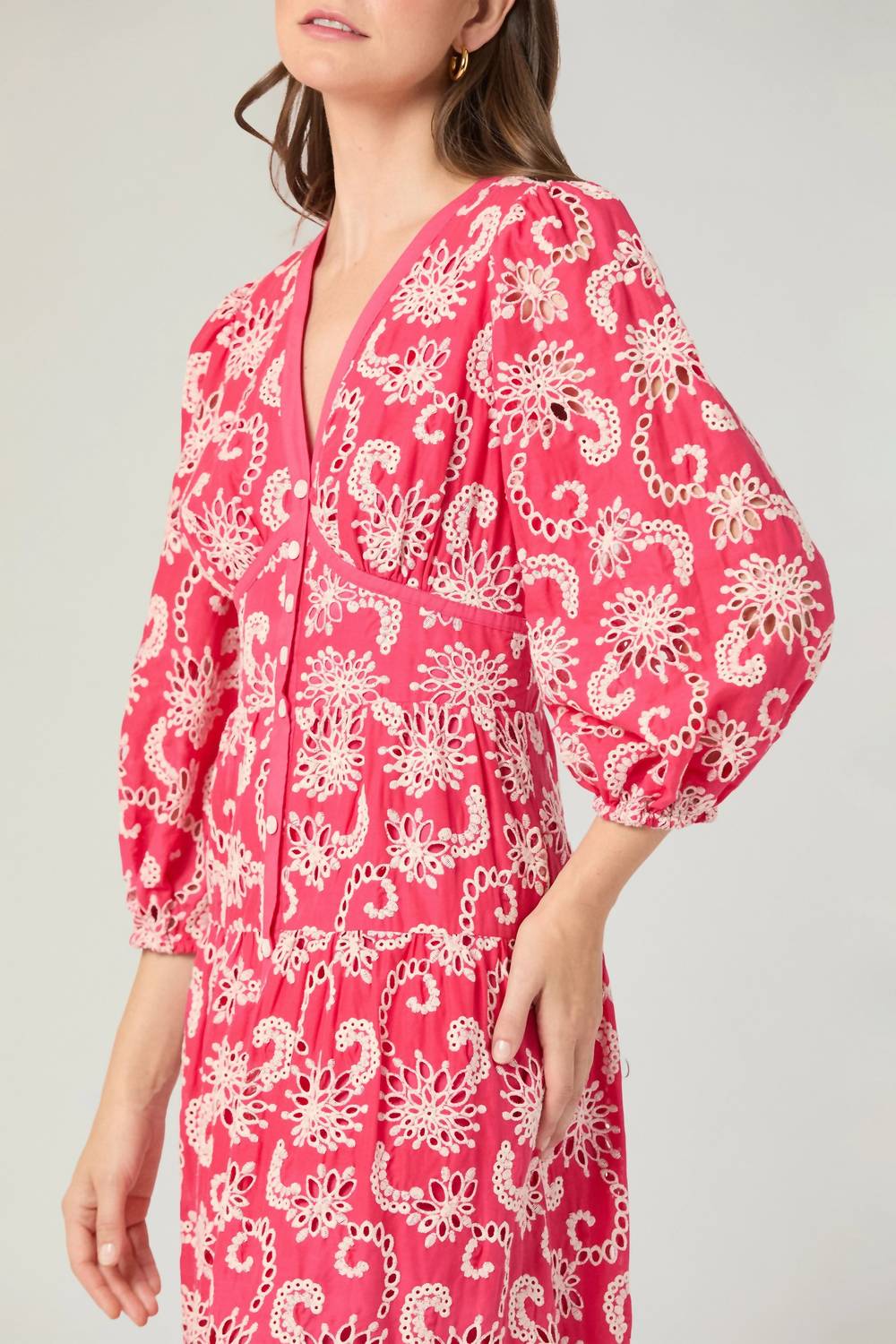 Sicily Dress in Raspberry/Ivory