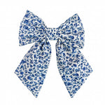 Load image into Gallery viewer, Blue and White Floral Hair Bow
