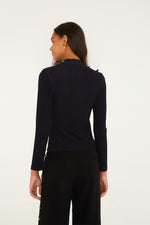 Load image into Gallery viewer, Long Sleeve Flower Top in Black

