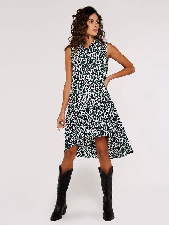 Animal Print Sleeveless Dress in Green