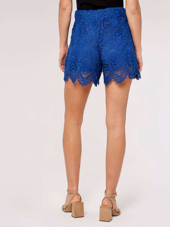 Scalloped Lace Shorts in Blue