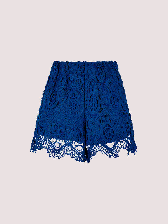 Scalloped Lace Shorts in Blue