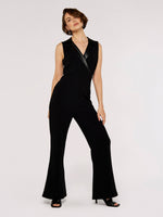 Load image into Gallery viewer, Faux Leather Collared Jumpsuit in Black
