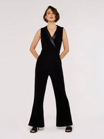 Load image into Gallery viewer, Faux Leather Collared Jumpsuit in Black
