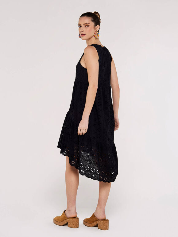 Sleeveless Eyelet Dress in Black