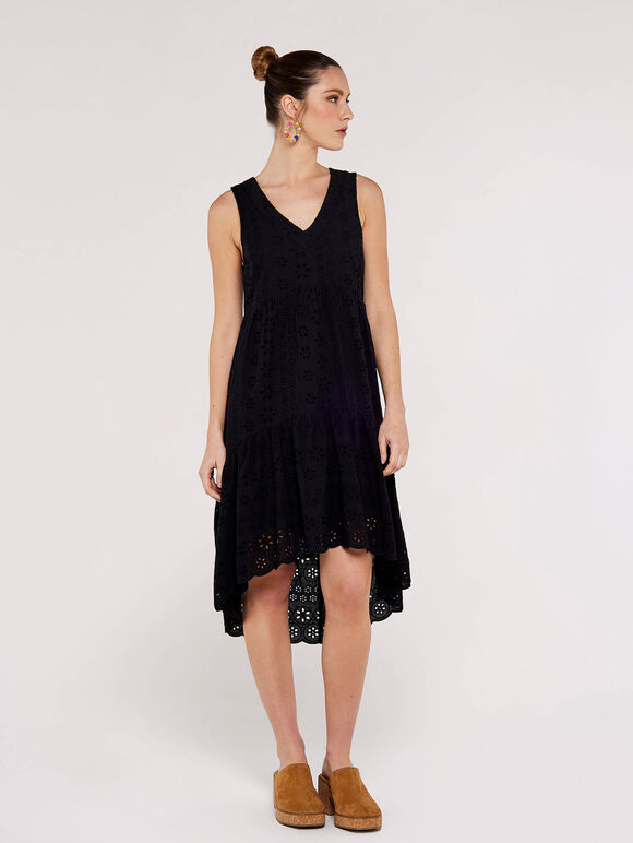 Sleeveless Eyelet Dress in Black