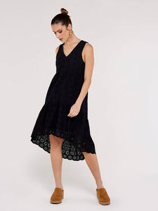 Sleeveless Eyelet Dress in Black