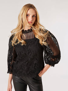 Victoriana Lace Blouse in Black