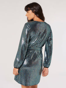 Metallic Sequin Shift Mini Dress in Mirrorball