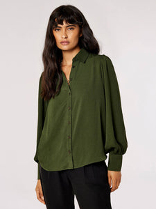 Long Sleeve Blouse in Olive