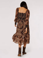 Load image into Gallery viewer, Smocked Paisley Midi Dress in Mango Combo
