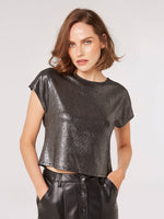 Load image into Gallery viewer, Metallic Cropped Tee in Silver
