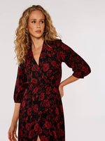 Load image into Gallery viewer, Floral Faux Wrap Maxi Dress in Black Multi
