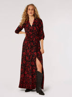 Load image into Gallery viewer, Floral Faux Wrap Maxi Dress in Black Multi
