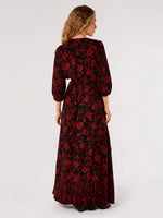 Load image into Gallery viewer, Floral Faux Wrap Maxi Dress in Black Multi
