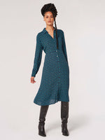 Load image into Gallery viewer, Geometric Midi Shirt Dress in Navy
