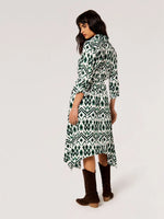Load image into Gallery viewer, Ikat Midi Shirt Dress in Green
