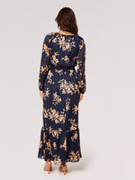 Load image into Gallery viewer, Floral Lurex Chiffon Maxi Dress in Navy
