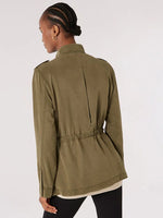 Load image into Gallery viewer, Drawstring Military Tie Waist Jacket in Green
