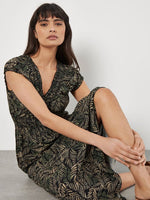 Load image into Gallery viewer, Rustic Leaves Smock Maxi Dress in Khaki
