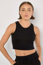 Load image into Gallery viewer, Racer Knitted Crop Top in Black

