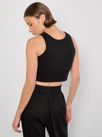 Load image into Gallery viewer, Racer Knitted Crop Top in Black
