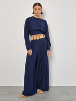 Load image into Gallery viewer, Split Back Crop Top in Navy

