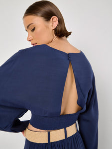 Split Back Crop Top in Navy