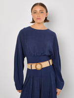 Load image into Gallery viewer, Split Back Crop Top in Navy
