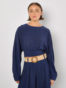 Split Back Crop Top in Navy