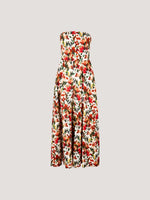 Load image into Gallery viewer, Blurred Ikat Floral Palazzo Bandeau Jumpsuit in Red
