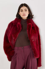 Load image into Gallery viewer, Faux Fur Short Coat in Burgundy

