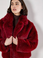 Load image into Gallery viewer, Faux Fur Short Coat in Burgundy
