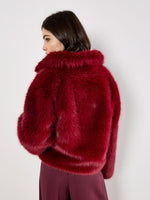 Load image into Gallery viewer, Faux Fur Short Coat in Burgundy
