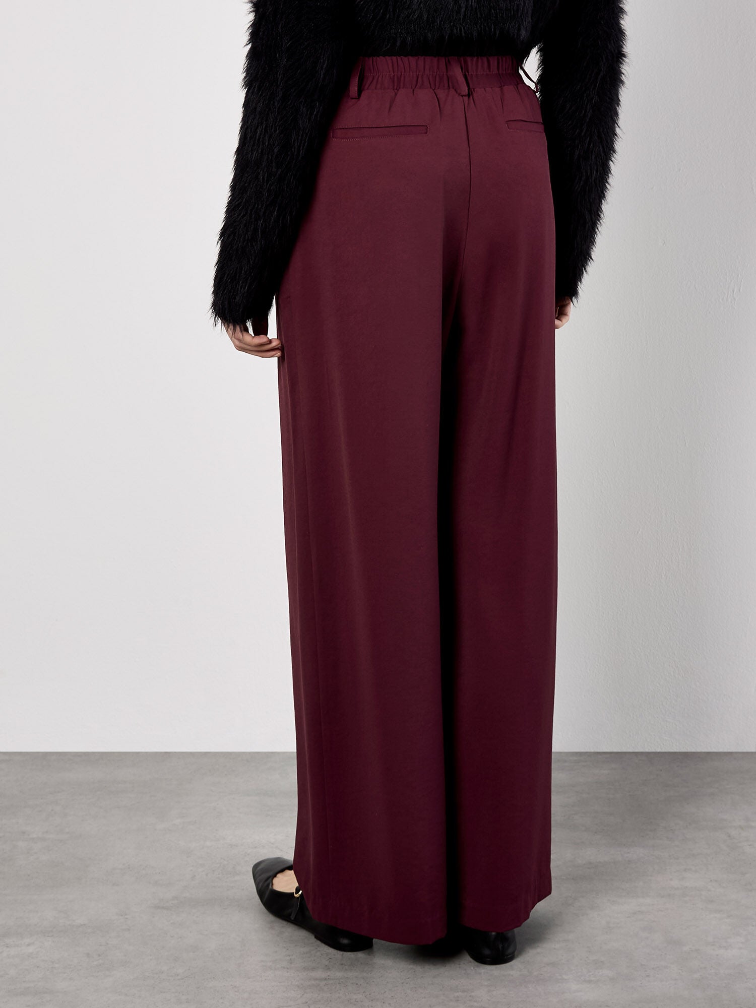 Wide Leg Trouser in Burgundy