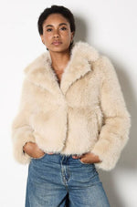 Load image into Gallery viewer, Faux Fur Short Coat in Cream
