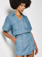 Load image into Gallery viewer, Slub Wrap Skort in Denim Blue
