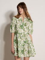 Load image into Gallery viewer, Poplin Short Tiered Baby-Doll Dress in Green

