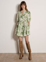 Load image into Gallery viewer, Poplin Short Tiered Baby-Doll Dress in Green
