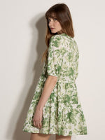 Load image into Gallery viewer, Poplin Short Tiered Baby-Doll Dress in Green
