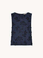 Load image into Gallery viewer, Dandelion Embroidered Linen Top in Navy
