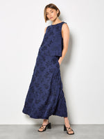 Load image into Gallery viewer, Dandelion Embroidered Skirt in Navy
