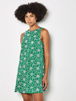 Load image into Gallery viewer, Embroidered Floral Shift Dress in Green
