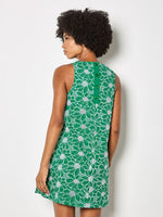 Load image into Gallery viewer, Embroidered Floral Shift Dress in Green
