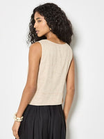 Load image into Gallery viewer, Tie Front Linen Blend Vest in Stone
