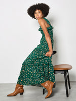 Load image into Gallery viewer, Ditsy Floral Smocked Maxi Dress in Green
