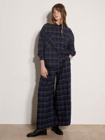 Load image into Gallery viewer, Window Check Wide Leg Trouser in Navy
