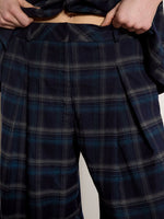Load image into Gallery viewer, Window Check Wide Leg Trouser in Navy
